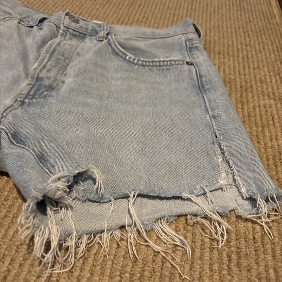 Agolde Parker Long Distressed Denim Light Wash Jean Shorts High Rise Women’s 26 - Picture 4 of 9
